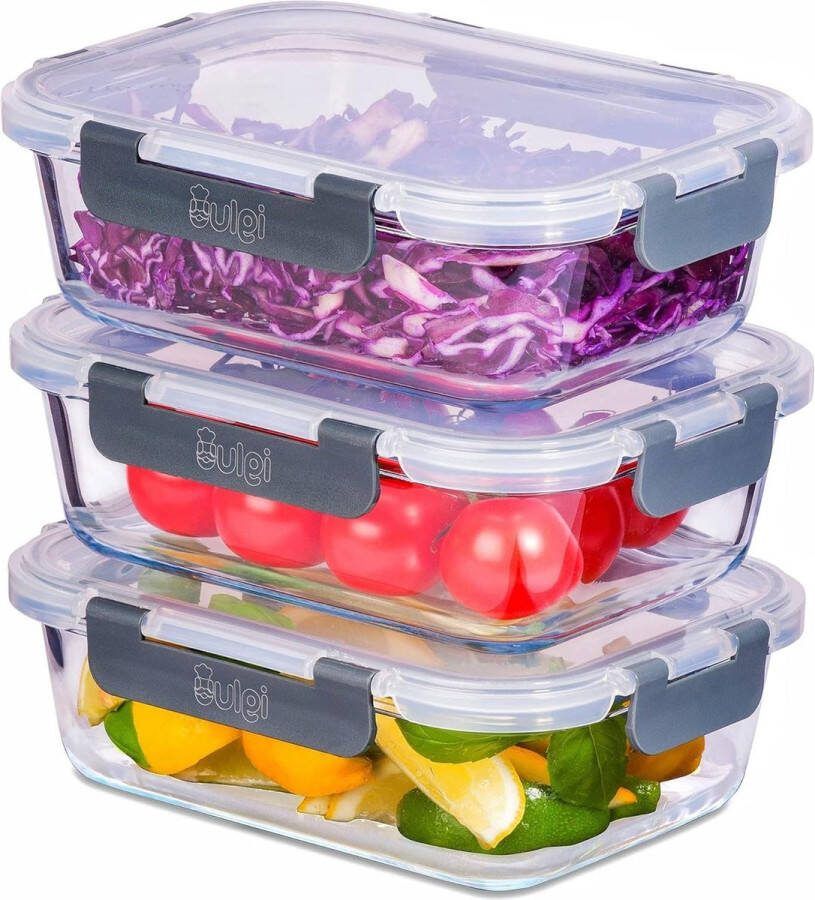 Meal Prep Glazen Containers 1050ml Lekbestendige Snap-Lock Deksels Luchtdichte Voedselopslag BPA-Vrij & Vaatwasserbestendig rice dispencer