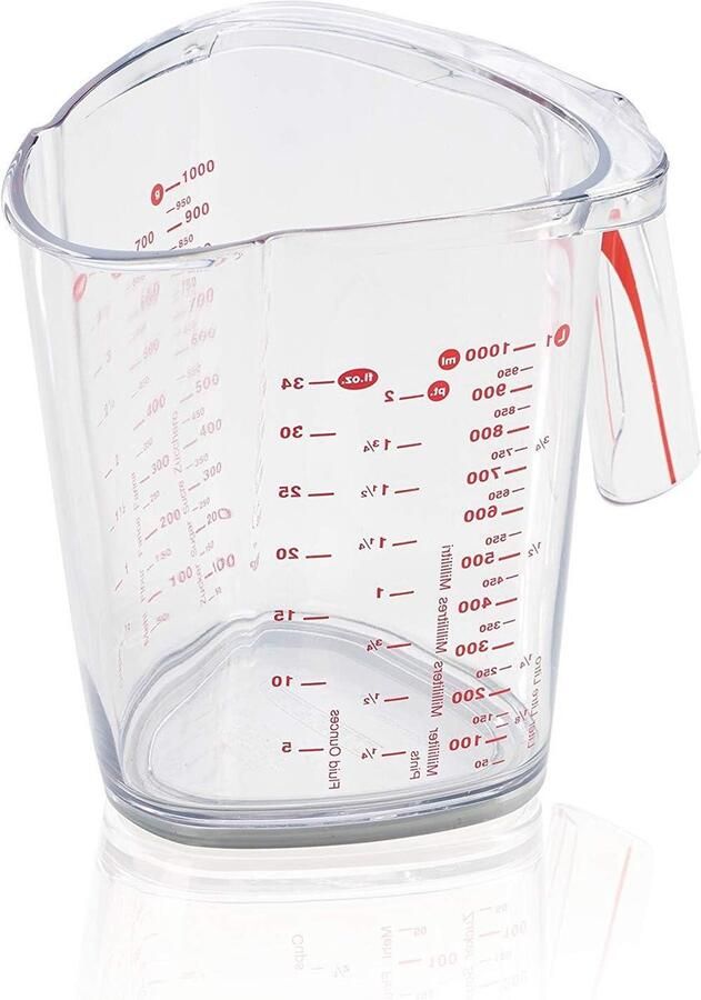 Measuring Cup 1L Multilingual Measuring Scales Flour Sugar Liquids Rubber Bottom Dishwasher Safe Baking Cooking Maatbeker 1 liter