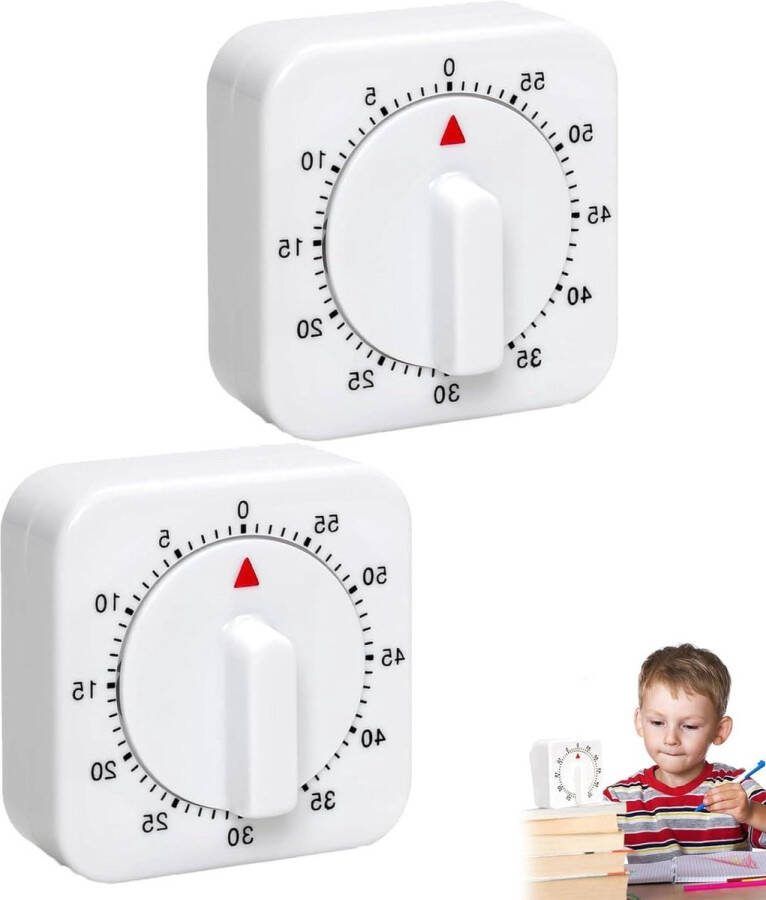Mechanische eierwekker 2 stuks keukenwekker met luid alarm 60 minuten magnetisch wit kookwekker digitaal