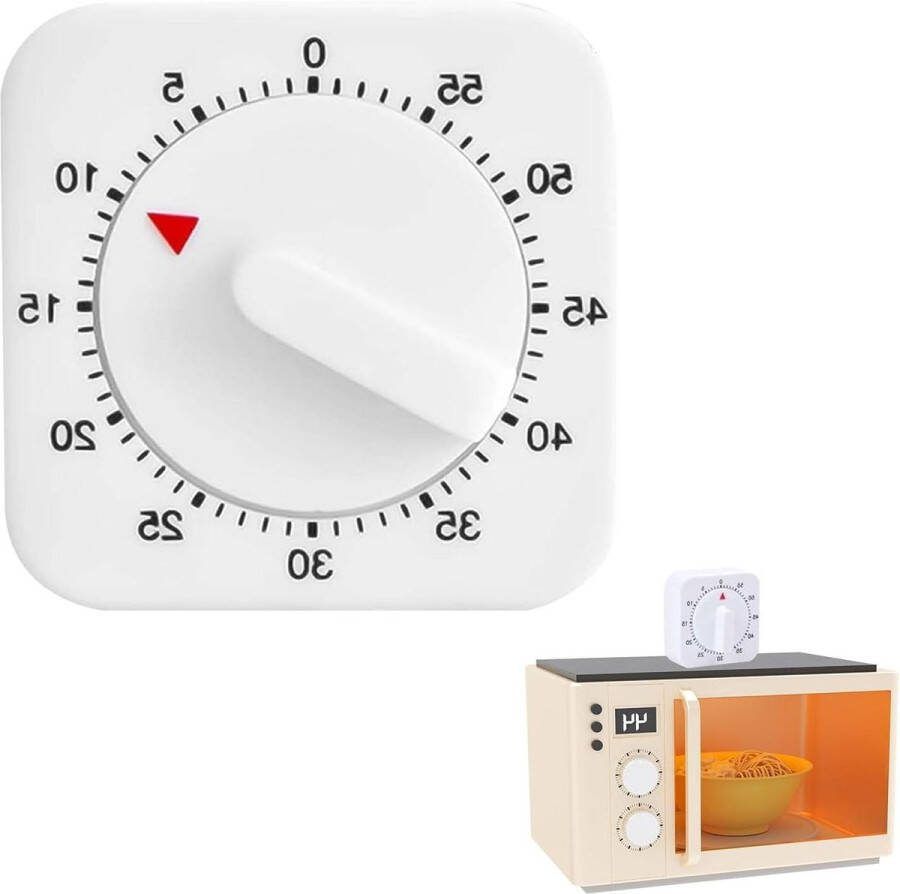 Mechanische korte tijdwekker 60 minuten countdown keukenklok timer met luid alarm tijdmanagementtool voor keuken koken bakken wit kookwekker digitaal