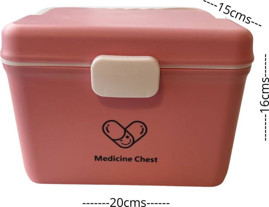 Medicijnkist- roze |Medicijn Opbergdoos medium Medicijnbox opbergdoos medicijnen Luxe medicijnbox