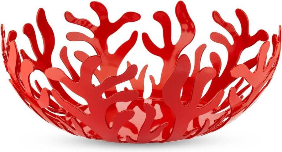 Mediterraneo Fruithouder van Roestvrij Staal Epoxyharsgelakt met Ø 29 Cm Rood Fruitschaal