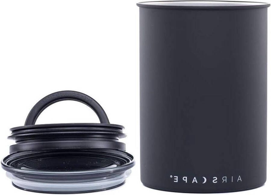Medium mat zwart Airscape roestvrijstalen koffiebus voedselopslagcontainer met gepatenteerde luchtdichte deksel push out overtollige voedselopslag behoud voedselversheid