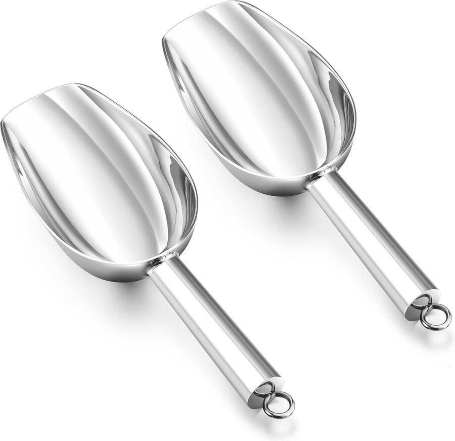 Meelschep roestvrij stalen ijsschep set van 2 kleine afweegschep voor meel voering koffie levensmiddelen vulschep voor keuken bar bruiloft buffet party vaatwasmachinebestendig