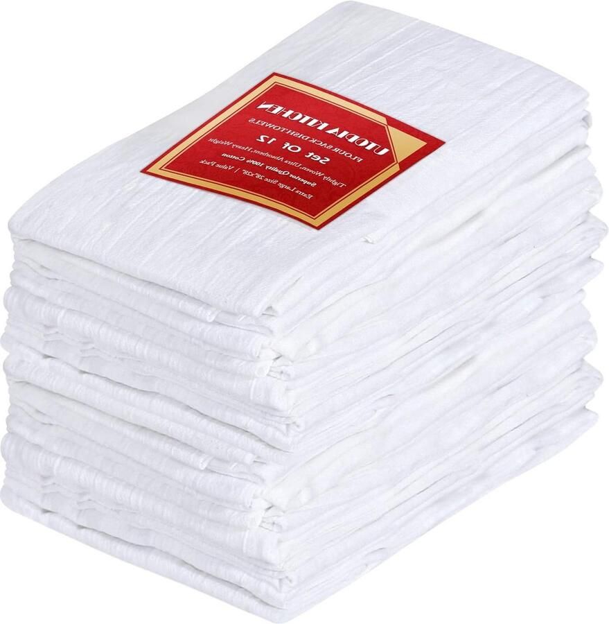 Meelzak handdoeken 100% katoenen vaatdoek keukenhanddoeken 12 stuks 71 x 71 centimeter