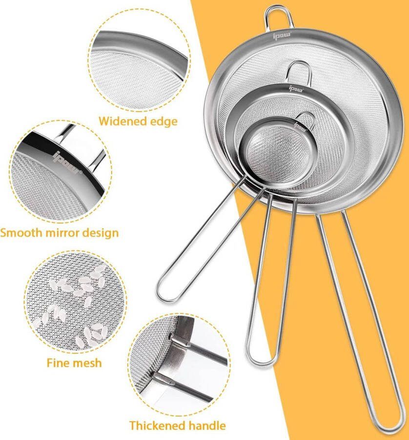 Meelzeef zeef flour sieve 3 stuks