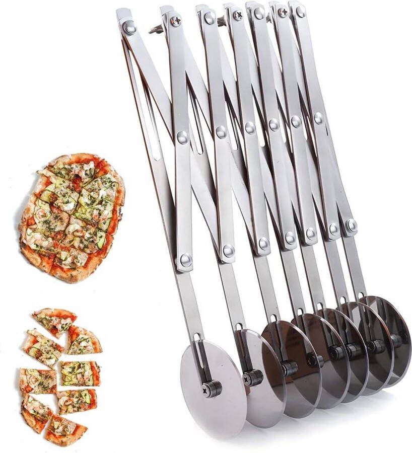 Meerronde Pizzasnijder van roestvrij staal Deegsnijder roller voor gebak en cake Baksnijder keukenhulp (7 wielen) pizza cutter
