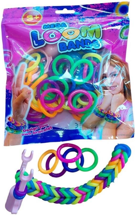 Mega Loom Bands Grote Loombandjes Met Speciale Tool Elastiekjes Verschillende Kleuren