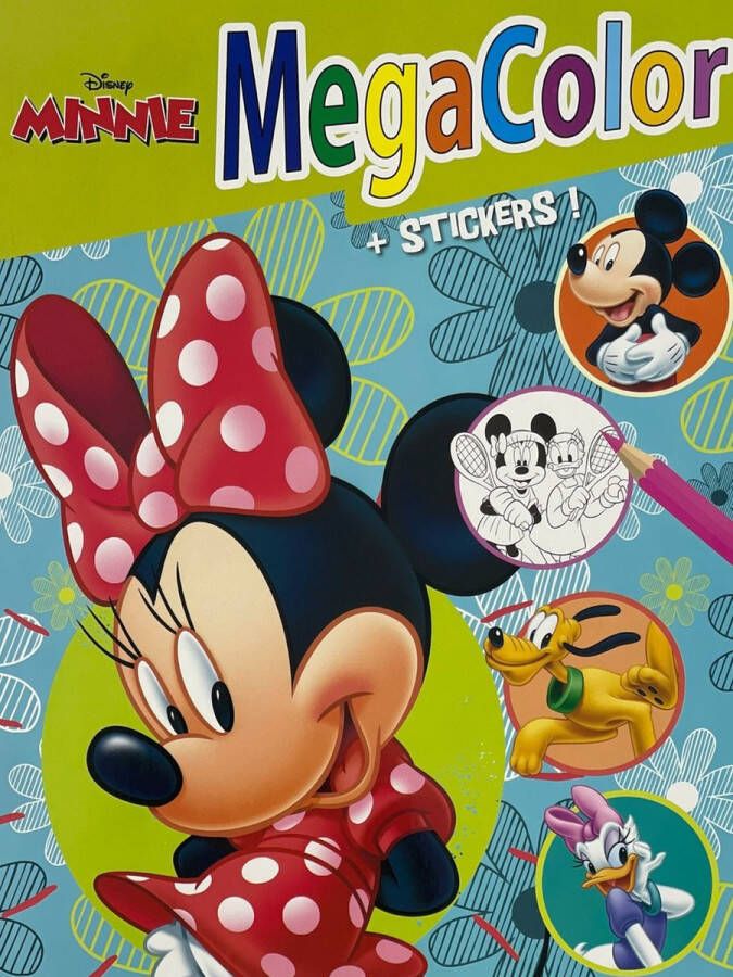 MegaColor Kleurboek Disney Micky & Friends Katrien Lichtgroen 60 pagina's 120 kleurplaten + 25 stickers geschikt voor kinderen en volwassenen uitermate geschikt voor kleurpotloden