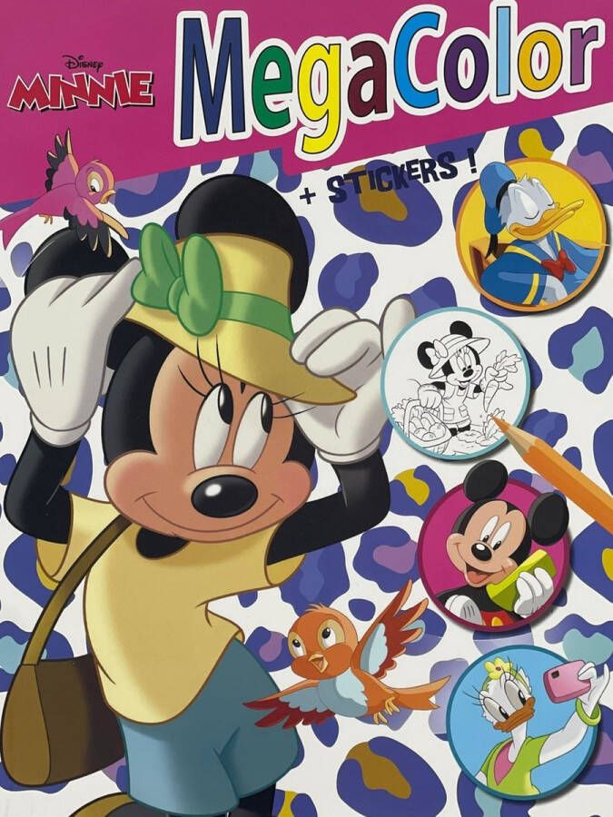 MegaColor Kleurboek Disney Minnie Mouse Roze 60 pagina's 120 kleurplaten + 25 stickers geschikt voor kinderen en volwassenen uitermate geschikt voor kleurpotloden