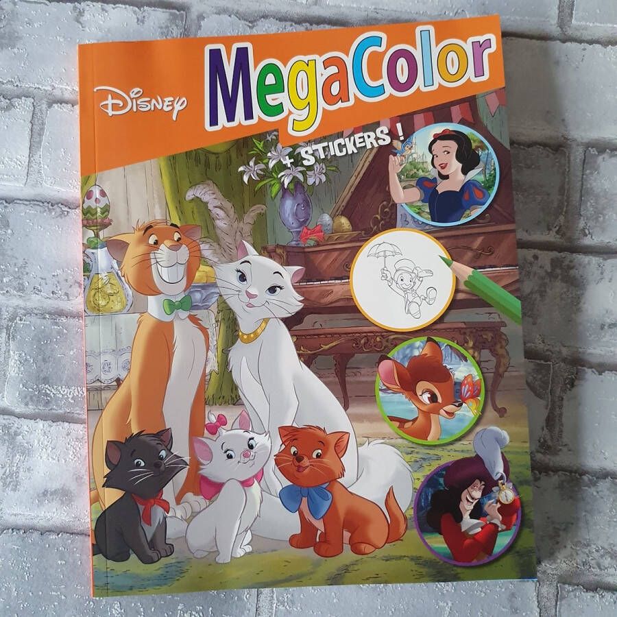 MegaColor Kleurboek Disney Aristokatten 60 Pagina's 120 Dubbelzijdig Gedrukte Kleurplaten + 25 Stickers!