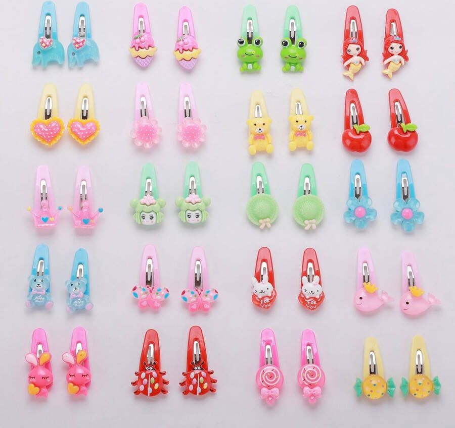 Meisje Haar Clips 40Pcs Cartoon Haar Hoofddeksels Gift Set Dier Kleine Snap Clips Haarspeldjes Leuke En Zoet Voor Baby Meisjes Kids Peuters