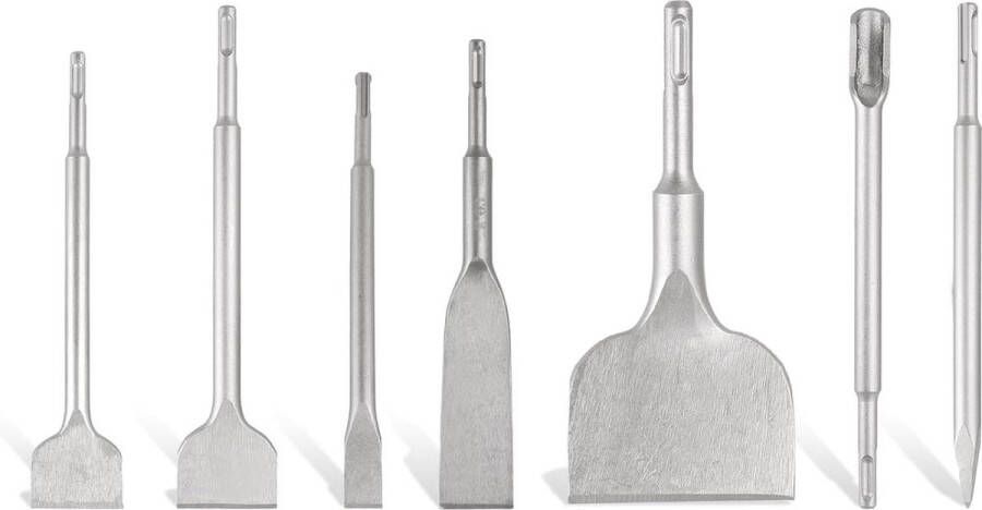 Meister-beitel set 7 delig SDS Plus tegelbeitel brede beitel platte beitel puntbeitel U-vormige beitel hoogwaardige tegelbeitel beton steen metselwerk