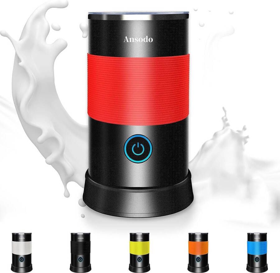 Melkopschuimer Elektrische melkopschuimer 240 ml 5-in-1 melkopschuimer 600 W elektrische melkopschuimer voor warme en koude melkschuim en melkverwarming voor koffie cappuccino latte (Rood)