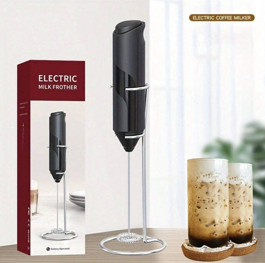 Melkschuimer Elektrisch Matcha Klopper Electrisch Handmatig Melk Opschuimer Zwart