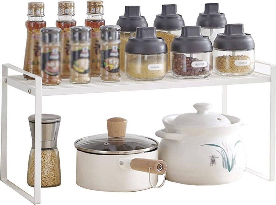 Melkwitte kastplank organizer Keukenaanrecht Spice Rack Badkamer- en keukenaanrecht organizer (41cm)