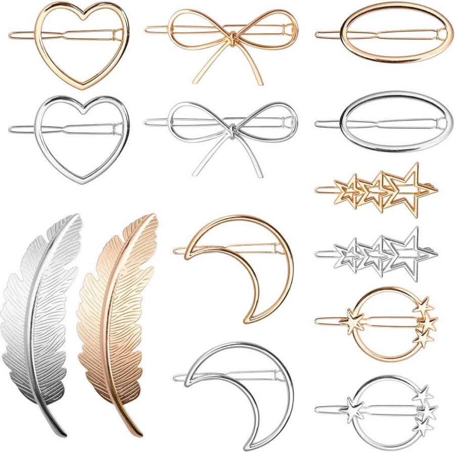 Melliex 14-Pack Metalen Haarclips voor Dames & Meisjes Zilver en Goud Set