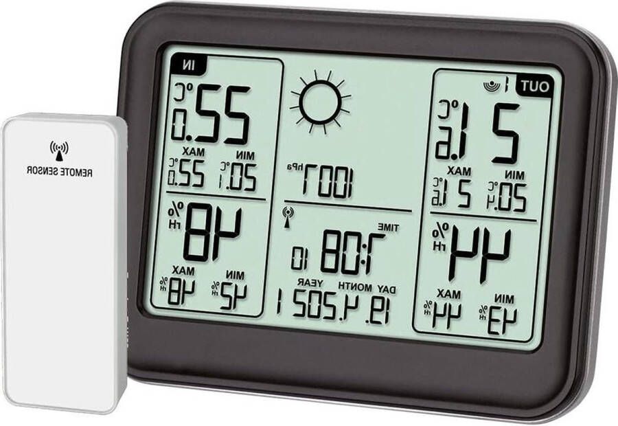 Memo weerstation zwart temperatuur en luchtvochtigheid meten TFA Dostmann
