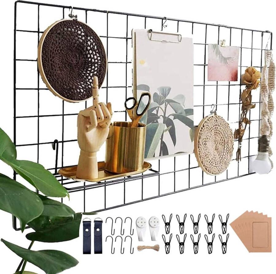 Memobord Metalen rasterwerk Wanddecoratie Multifunctioneel metalen memobord voor keuken kantoor etc. Magnetische bord 40 x 80 cm