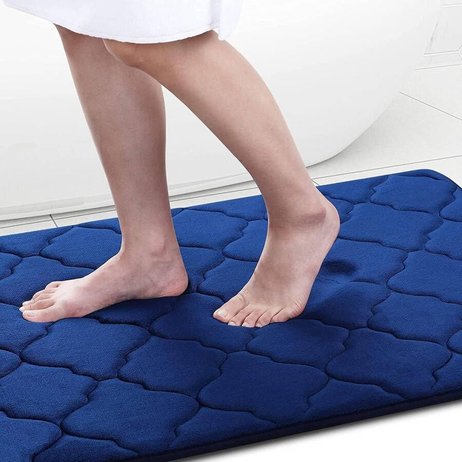 Memory Foam Badkamermat antislip zachte badmat absorberend wasbaar onderhoudsvriendelijk 40 x 60 cm marineblauw