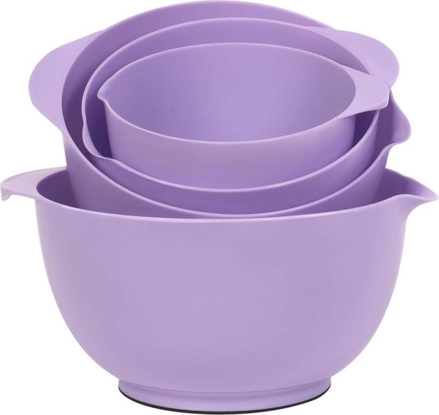 Mengkom set mixing bowl set kunststof slakom antislip stapelbaar serveerschalen voor keuken 4-delige mengkomset (violet)