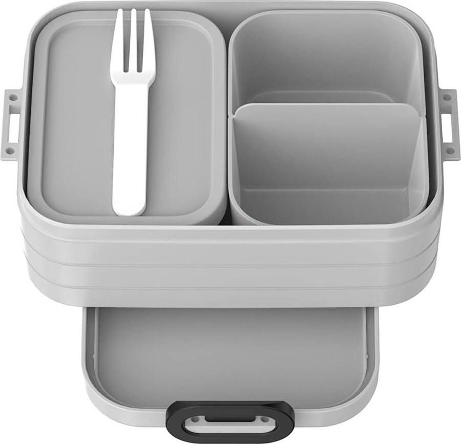 Mepal Bento Lunch Box Midi Take A Break Lunch Box with Compartments Suitable for Up to 4 Sandwiches TPE (Thermoplastic Polyethylene) PP (Polypropylene) ABS (Acrylonitrile Butadiene Styrene) Cool Grey 900 ml