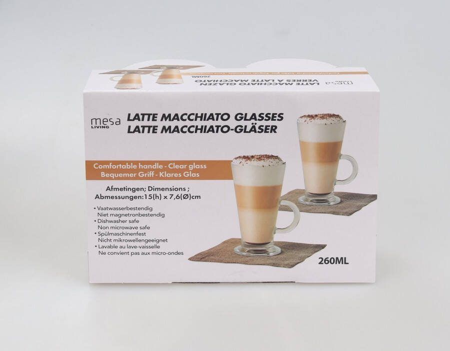 Mesa Living Latte Macchiato-glazen set van 2 glazen koffieglas