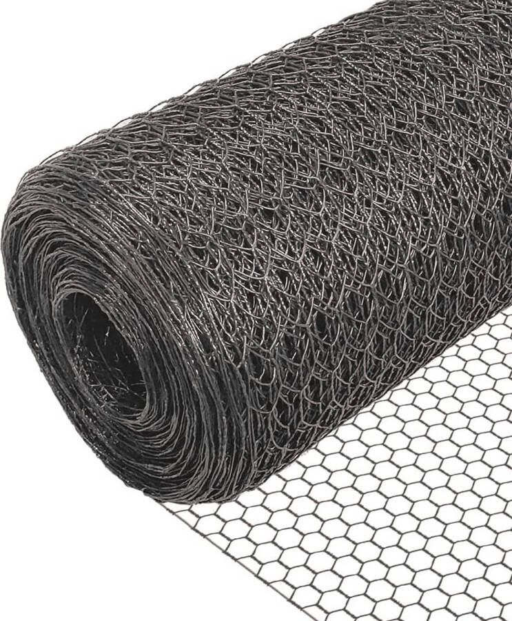 Mesengaas zeshoekig vlechtwerk draadhek kippengaas maaswijdte 13 mm hoogte 100 cm lengte 25 m PVC-gecoat grijs