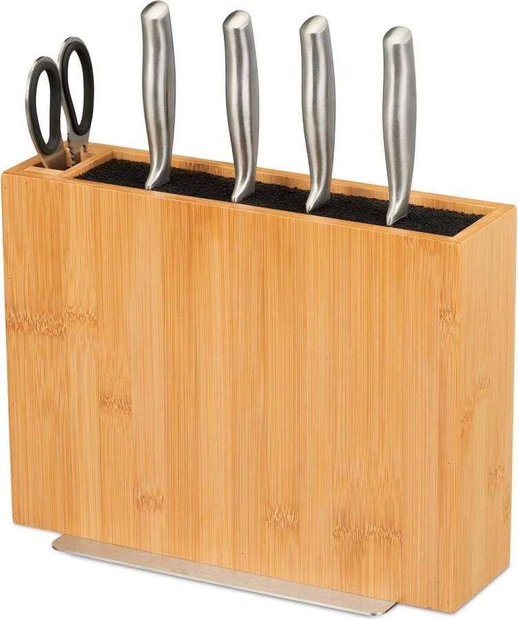 Messenblok zonder messen Bamboe messenhouder Universeel messen organizer Borstel Natuur zwart chef knife storage