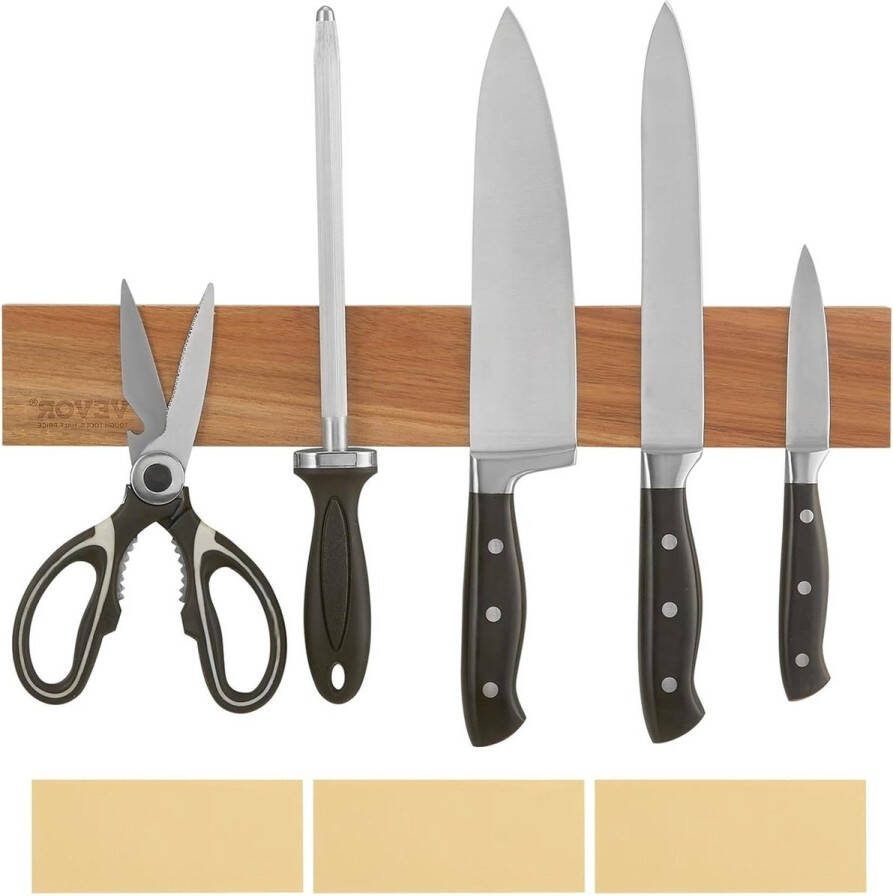 Messenhouder magnetisch extra sterk 406 cm acaciahout wandmontage voor het opbergen van messen en gebruiksvoorwerpen Magnetic strip knife holder