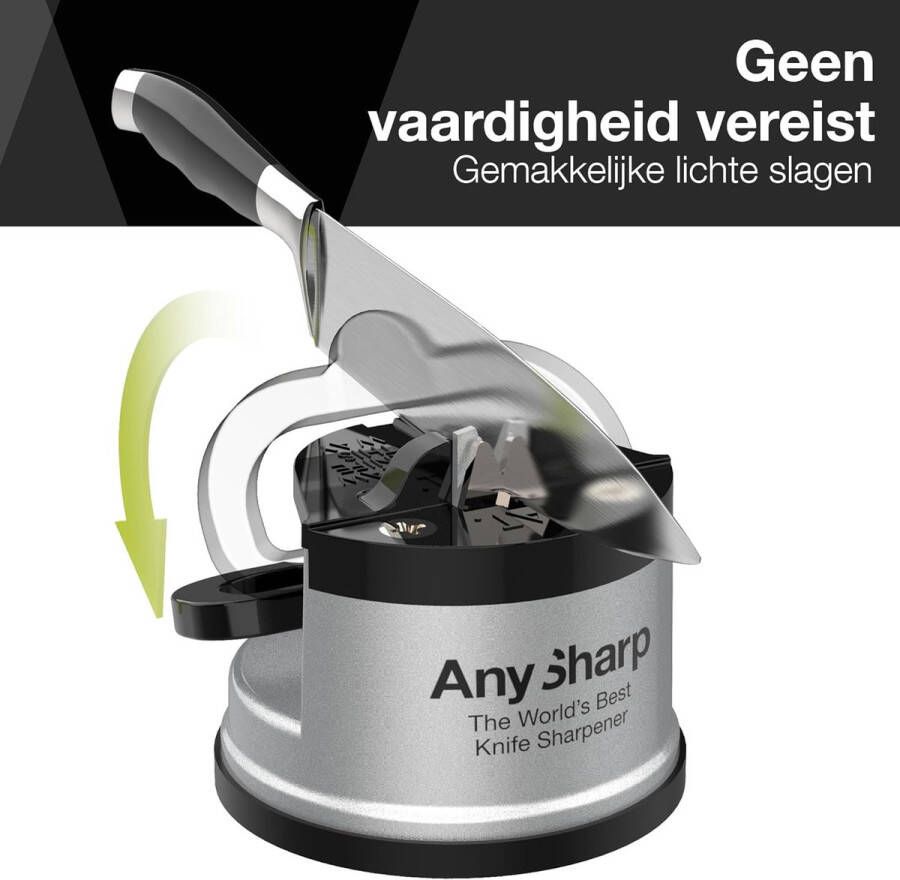 Messenslijper Handsfree Veiligheid Power Grip Zuigkracht Veilig Slijpen van Alle Keukenmessen Ideaal voor Gehard Staal & Kartel Compact Ontwerp Zilver