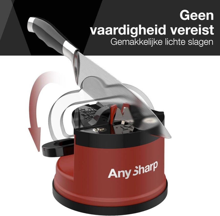 Messenslijper Handsfree Veiligheid Power Grip Zuigkracht Veilig Slijpen van Alle Keukenmessen Ideaal voor Gehard Staal & Kartel Compact Steenrood