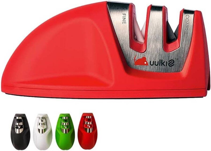 Messenslijper Klein Manueel Mouse Veilig Messen Slijpen met Rubber Coating en Antislip Voet (rood) DESIGNED IN FRANCE