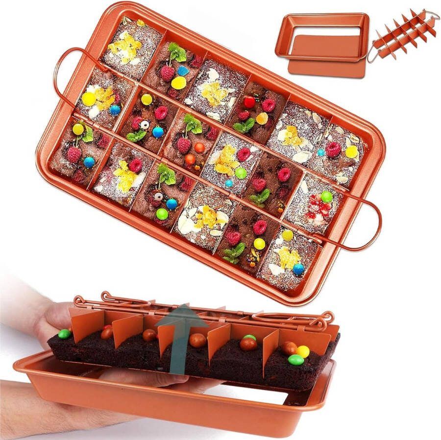 Met scheidingswanden Brownie-pan hoekige cakevorm bakvorm cakevorm verwerking voedselbakvorm van koolstofstaal bakaccessoires voor taarten 3-delige set