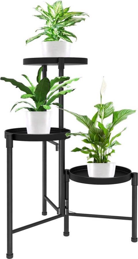 Metalen bloemenrek 3 niveaus plantenrek bloementrap decoratief plantentrap staand rek tuin balkon