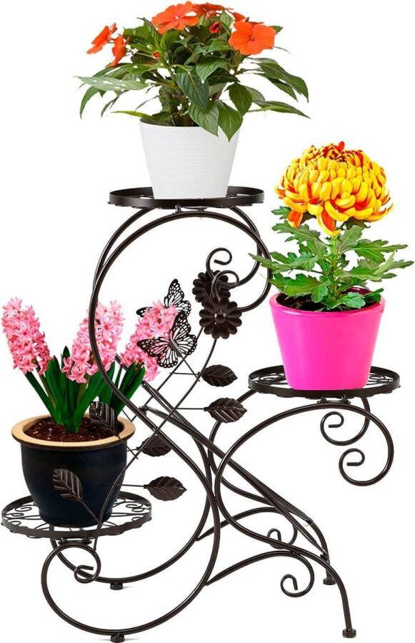 Metalen bloemenstandaard bloementrap planter S-vormig brons set van 3 tuindecoratie