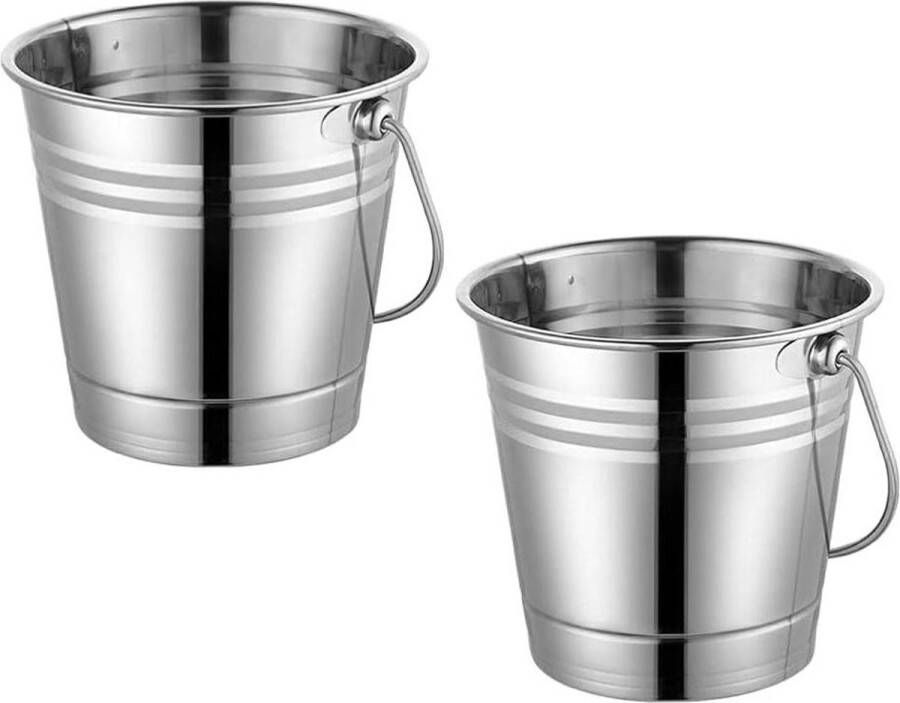 Metalen Champagneemmer 2 Stuks Ijsemmer 2 Liter Champagne Wijnfles Koeler Feest Wijnfles Chiller Roestvrij Staal Met Handvat