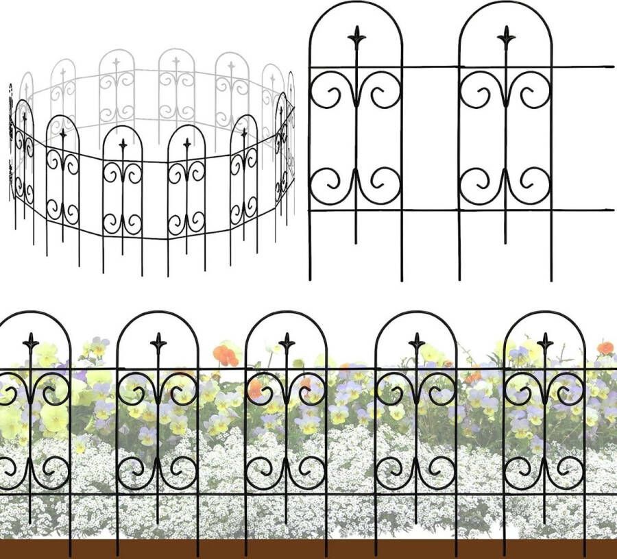 Metalen decoratieve tuinomheining rand 82cm hoog 61 m breed roestvrije smeedijzeren omheiningspanelen voor bloembedden bomen dierenbarrière