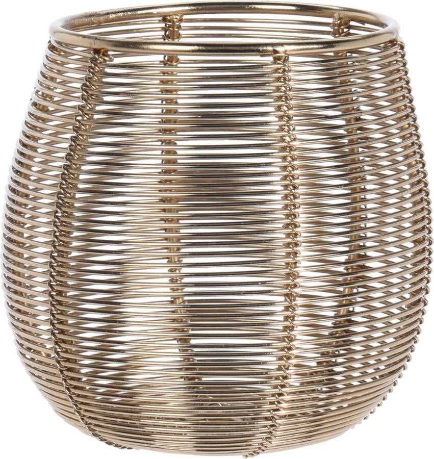 Merkloos Sans marque Metalen design windlicht kaarsenhouder goud 9.5 cm Theelichtjes waxinelichtjes kaarsen houder
