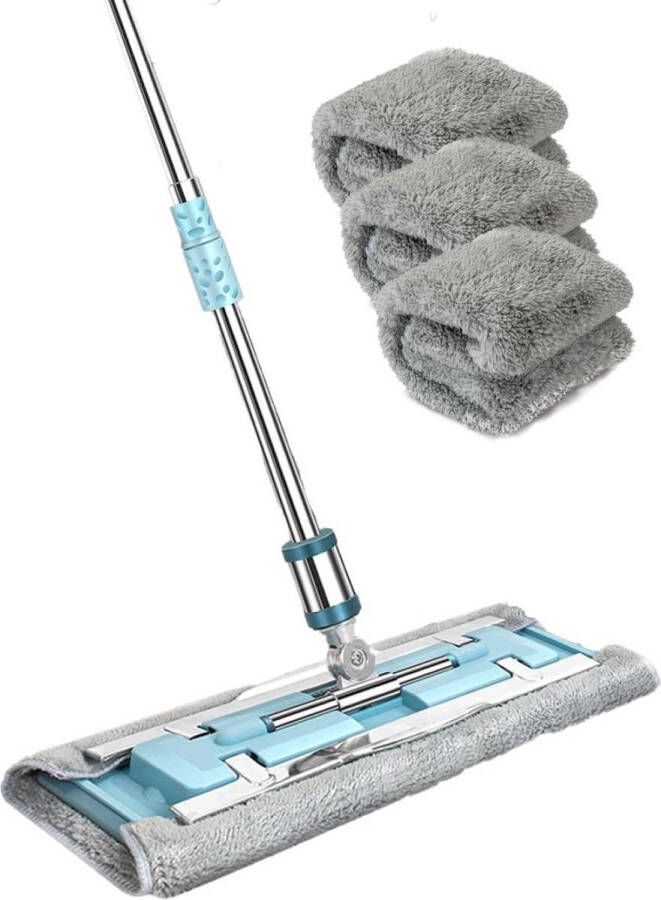 Metalen draaischarnier 360° draaibare mop Telescopische stalen steel Kwaliteitsklemmen Microvezel Laminaat Tegels Plinten Zilver