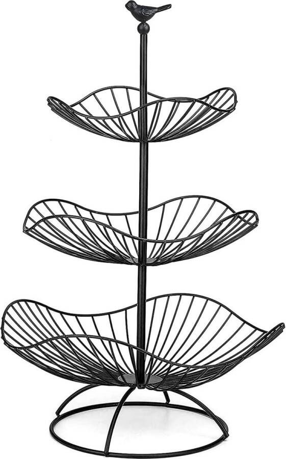 Metalen fruitmand Groenteetagère Serveermand Fruietschaal Houder voor meer ruimte op het werkblad Houdt groenten en fruit vers Fruitstandaard Grootte 31 cm 25 cm 20 cm
