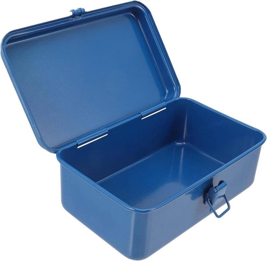 Metalen gereedschapskist organizer draagbare stalen box met walmdak en sluiting
