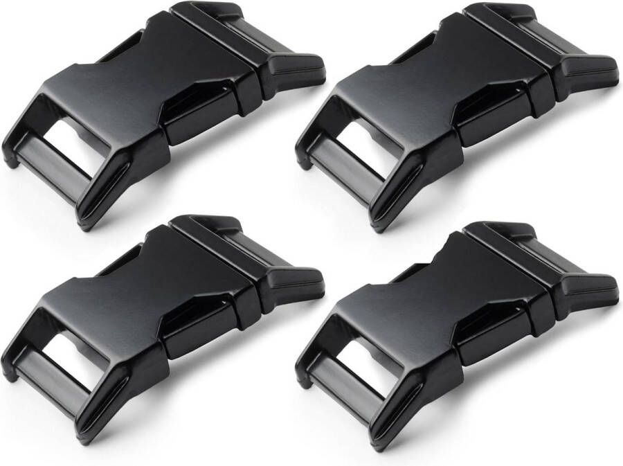 Metalen kliksluiting Aluminium Maxx Set van 4 stuks 3 4 Clipsluiting Steeksluiting Paracord-armbanden Hondenhalsbanden Rugzak Zwart mat