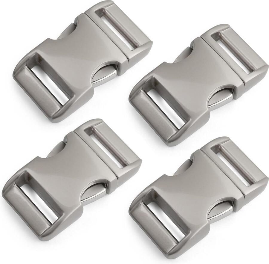 Metalen kliksluiting set van 4 stuks 1 inch clipsluiting steeksluiting Allumaxx voor paracord-armbanden hondenhalsbanden rugzak oppervlak glanzend verchroomd