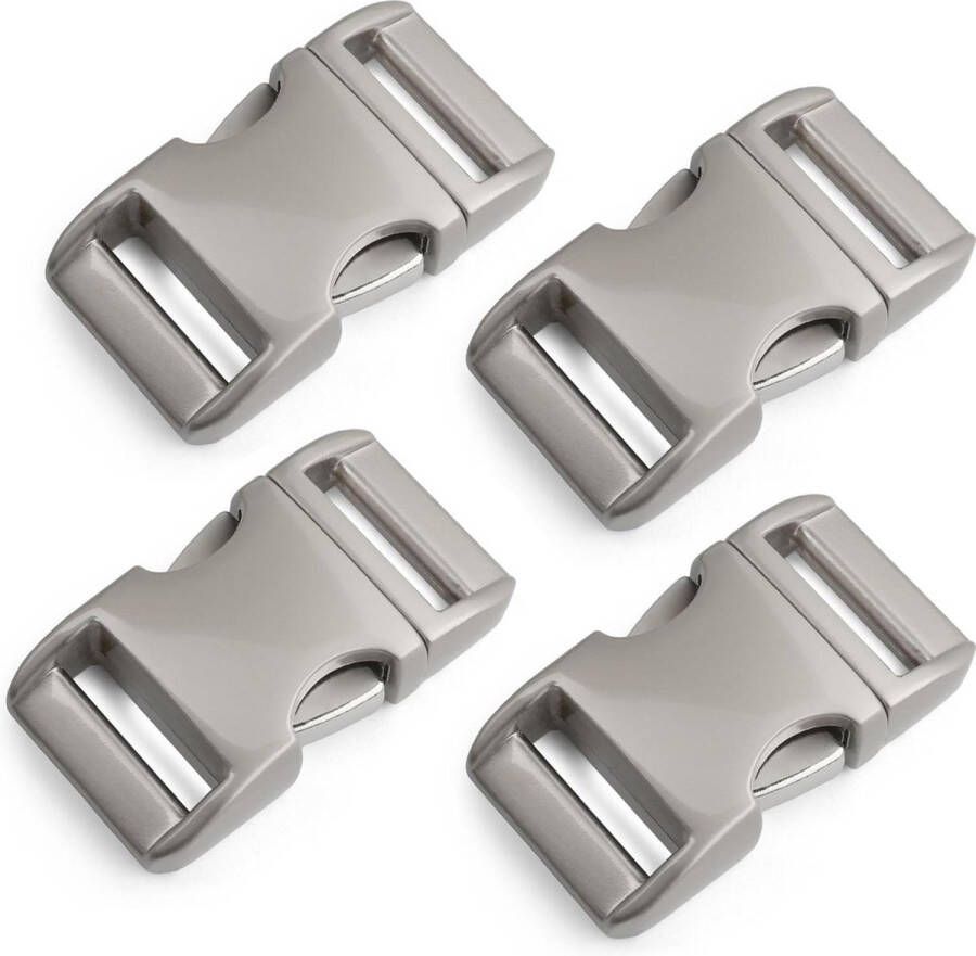 Metalen kliksluiting set van 4 stuks 1 inch clipsluiting steeksluiting paracord-armbanden hondenhalsbanden rugzak glanzend verchroomd