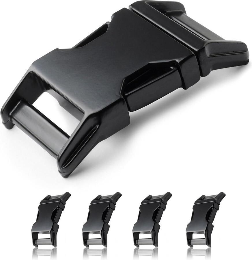 Metalen kliksluiting set van 4 stuks 1 inch zwart mat Paracord-armbanden hondenhalsbanden rugzak
