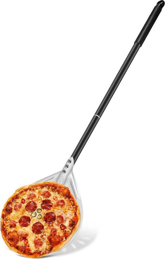 Metalen pizzaschep voor pizzaoven in de open lucht het bakken van zelfgemaakte pizza's pizzapeel pizzaschep met afneembare handgreep 7 inch