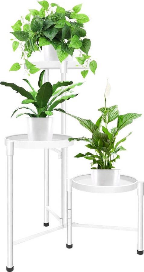 Metalen plantenstandaard 115 cm hoog roestvrij plantenrek voor binnen en buiten tuin balkon decoratie