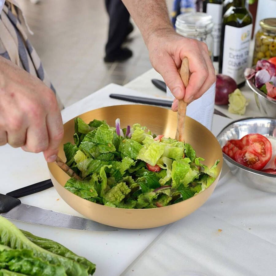 Metalen Serveerschaal Roestvrijstalen Fruitschaal Salade Serveerschaal voor Salade Fruit Snoep 24cm 9.4inch