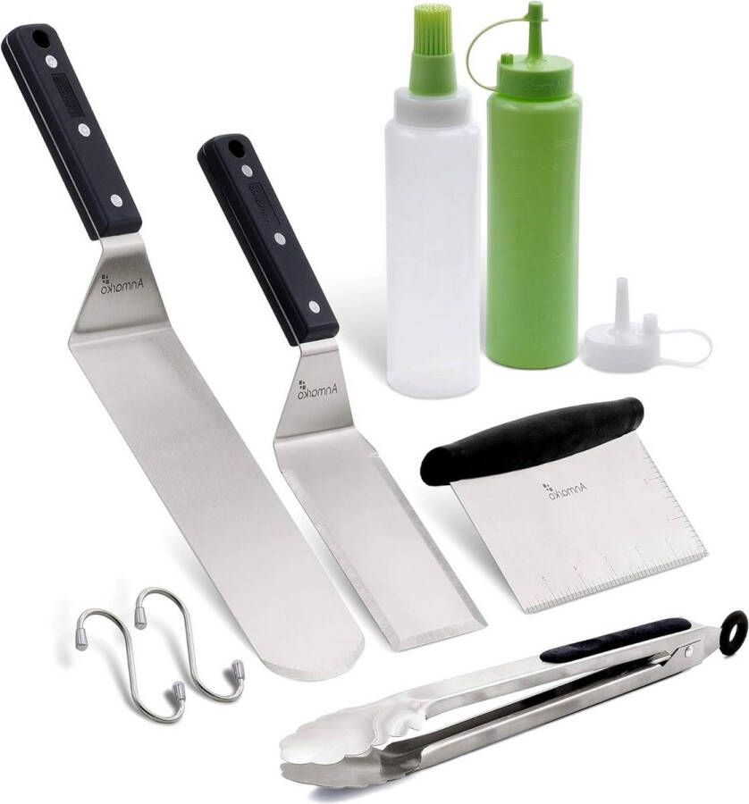 Metalen spatel set roestvrij staal schraper professionele chef-kok grillspatels set 6 Heavy Duty accessoires gietijzeren BBQ platte top grill